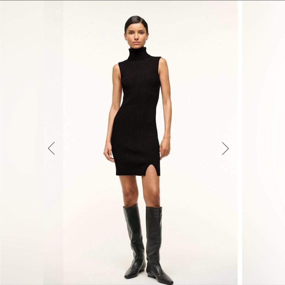 STAUD Callum Ribbed Mini Dress - Black